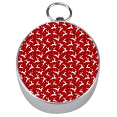 Red Reindeers Silver Compasses by patternstudio