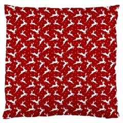 Red Reindeers Large Flano Cushion Case (one Side) by patternstudio