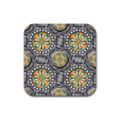 Beveled Geometric Pattern Rubber Coaster (square)  by linceazul