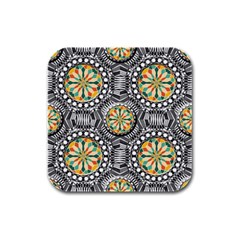 Beveled Geometric Pattern Rubber Square Coaster (4 Pack)  by linceazul