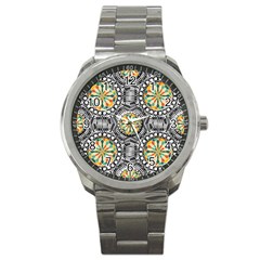 Beveled Geometric Pattern Sport Metal Watch by linceazul