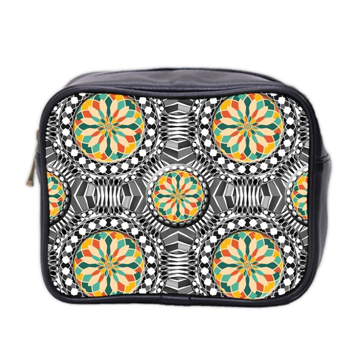 Beveled Geometric Pattern Mini Toiletries Bag 2-Side