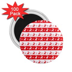 Knitted Red White Reindeers 2 25  Magnets (100 Pack)  by patternstudio