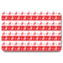 Knitted Red White Reindeers Large Doormat  by patternstudio