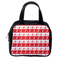 Knitted Red White Reindeers Classic Handbags (one Side) by patternstudio