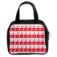 Knitted Red White Reindeers Classic Handbags (2 Sides) by patternstudio