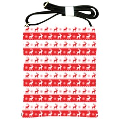 Knitted Red White Reindeers Shoulder Sling Bags by patternstudio