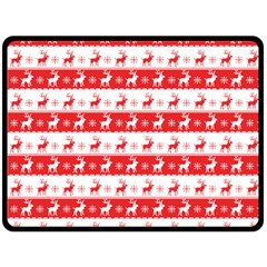 Knitted Red White Reindeers Fleece Blanket (large)  by patternstudio