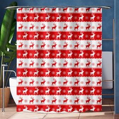 Knitted Red White Reindeers Shower Curtain 60  X 72  (medium)  by patternstudio