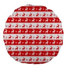 Knitted Red White Reindeers Large 18  Premium Round Cushions