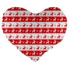 Knitted Red White Reindeers Large 19  Premium Heart Shape Cushions