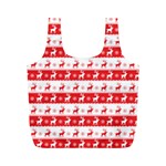 Knitted Red White Reindeers Full Print Recycle Bags (M)  Front