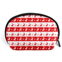 Knitted Red White Reindeers Accessory Pouches (large)  by patternstudio