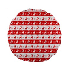 Knitted Red White Reindeers Standard 15  Premium Flano Round Cushions by patternstudio