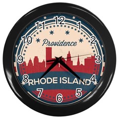 Providence Rhode Island Retro Skyline Wall Clocks (black) by Bigfootshirtshop