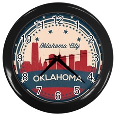 Oklahoma City Retro Skyline Wall Clocks (black) by Bigfootshirtshop