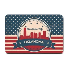 Oklahoma City Retro Skyline Small Doormat  by Bigfootshirtshop