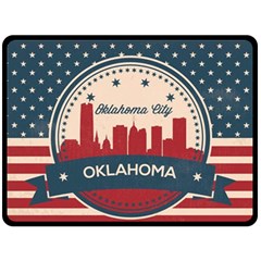 Oklahoma City Retro Skyline Fleece Blanket (large)  by Bigfootshirtshop