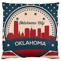 Oklahoma City Retro Skyline Large Cushion Case (one Side) by Bigfootshirtshop