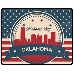 Oklahoma City Retro Skyline Double Sided Fleece Blanket (medium)  by Bigfootshirtshop