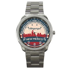 Retro  Albuquerque New Mexico Skyline Sport Metal Watch by Bigfootshirtshop