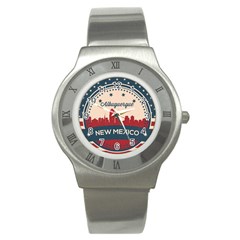 Retro  Albuquerque New Mexico Skyline Stainless Steel Watch by Bigfootshirtshop