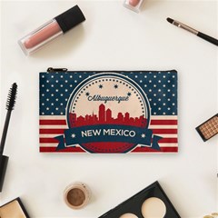 Retro  Albuquerque New Mexico Skyline Cosmetic Bag (small)  by Bigfootshirtshop