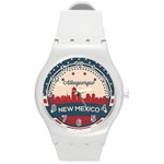 Retro  Albuquerque New Mexico Skyline Round Plastic Sport Watch (M) Front