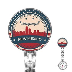 Retro  Albuquerque New Mexico Skyline Stainless Steel Nurses Watch by Bigfootshirtshop