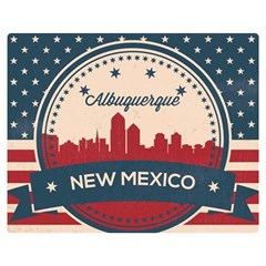 Retro  Albuquerque New Mexico Skyline Double Sided Flano Blanket (medium)  by Bigfootshirtshop