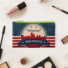 Retro  Albuquerque New Mexico Skyline Cosmetic Bag (xs) by Bigfootshirtshop