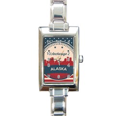 Retro Anchorage Alaska Skyline Rectangle Italian Charm Watch by Bigfootshirtshop