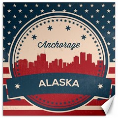 Retro Anchorage Alaska Skyline Canvas 12  X 12   by Bigfootshirtshop