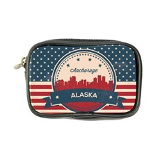 Retro Anchorage Alaska Skyline Coin Purse by Bigfootshirtshop