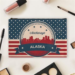 Retro Anchorage Alaska Skyline Cosmetic Bag (large)  by Bigfootshirtshop