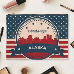 Retro Anchorage Alaska Skyline Cosmetic Bag (xl) by Bigfootshirtshop