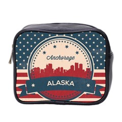 Retro Anchorage Alaska Skyline Mini Toiletries Bag 2-side by Bigfootshirtshop