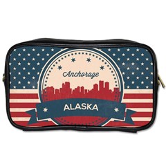 Retro Anchorage Alaska Skyline Toiletries Bags 2-side by Bigfootshirtshop