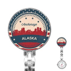 Retro Anchorage Alaska Skyline Stainless Steel Nurses Watch by Bigfootshirtshop