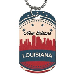 New Orleans Retro Skyline Dog Tag (one Side) by Bigfootshirtshop