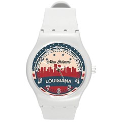 New Orleans Retro Skyline Round Plastic Sport Watch (m) by Bigfootshirtshop