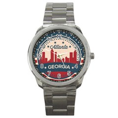 Retro Atlanta Georgia Skyline Sport Metal Watch by Bigfootshirtshop