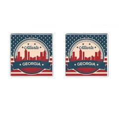 Retro Atlanta Georgia Skyline Cufflinks (square) by Bigfootshirtshop