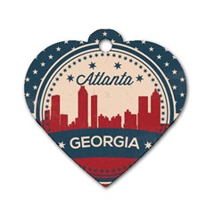 Retro Atlanta Georgia Skyline Dog Tag Heart (one Side) by Bigfootshirtshop