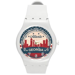 Retro Atlanta Georgia Skyline Round Plastic Sport Watch (m) by Bigfootshirtshop