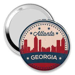 Retro Atlanta Georgia Skyline 3  Handbag Mirrors by Bigfootshirtshop