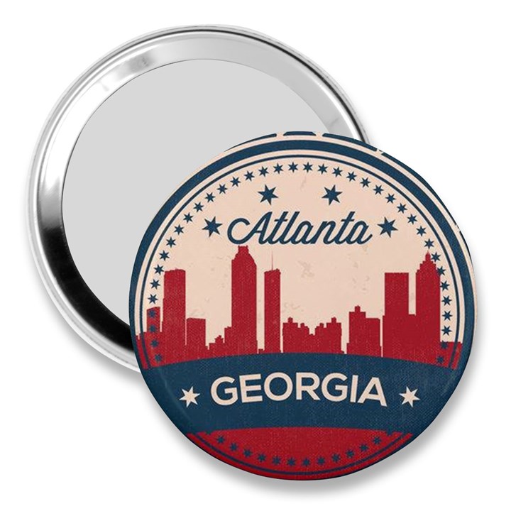 Retro Atlanta Georgia Skyline 3  Handbag Mirrors