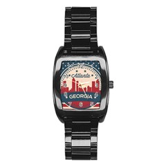 Retro Atlanta Georgia Skyline Stainless Steel Barrel Watch by Bigfootshirtshop