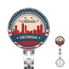 Retro Atlanta Georgia Skyline Stainless Steel Nurses Watch by Bigfootshirtshop