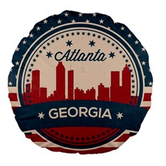 Retro Atlanta Georgia Skyline Large 18  Premium Flano Round Cushions by Bigfootshirtshop